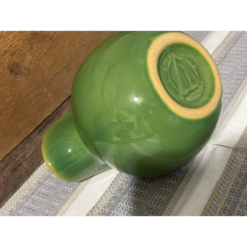 Green Ceramic Pitcher Round Body Classic Kitchen Decor Serving Beverage